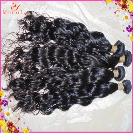 Shiny Natural wavy Cambodian Raw Human Hair extension 1 bundle deal water wave weave
