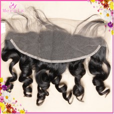 Raw Hair Loose wave Lace frontal 13X4(can custom 13x6) Virgin unprocessed hair quality tangle free preplucked with baby hair