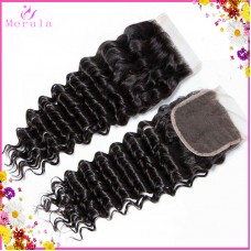 Lovely Unprocessed Virgin Human hair Deep wave curly lace closure 4*4 free par closure Different hair matching types for bundles 1 piece