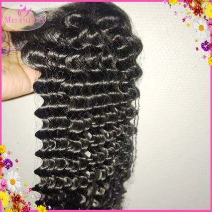 Kinky Curly One donor Raw Hair Lace Closure tight curls with Baby hairs 1 piece/lot 