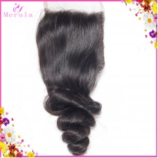 Spiral curls loose wave 1piece HD lace top closure natural color more waves single donor raw hair