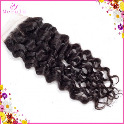 Natural loose curly Lace Top Closure 1 piece romance curly raw human hair one donor