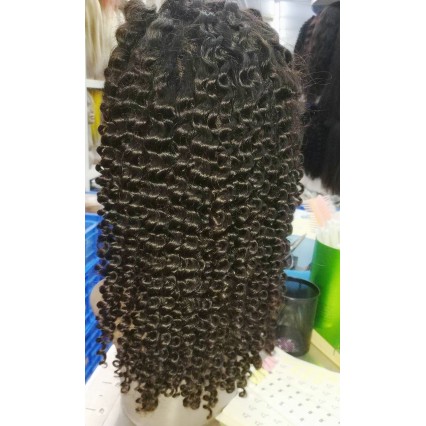 Kinky Curly Raw Hair Full Lace wig Mongolian Hair Natural Hair line 150% density Perfect tight curl wigs