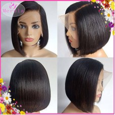 High Quality Raw Hair Lace Frontal Bob wig bone straight human hair short length natural hair line 